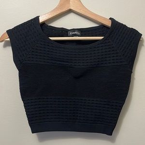 BEBE Textured Black Crop Top